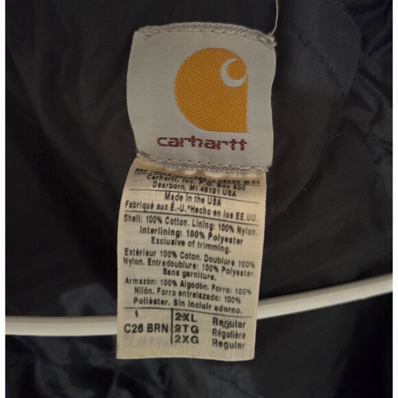VTG Carhartt Coat C26 Mens 2XL Sandstone Duck Quilt Lined Work Barn Chore Jacket - Picture 9 of 9